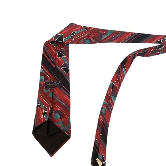 VTG Oscar de la Renta Couture Collection Men's 100% Silk Neckwear Tie Abstract - Picture 7 of 8